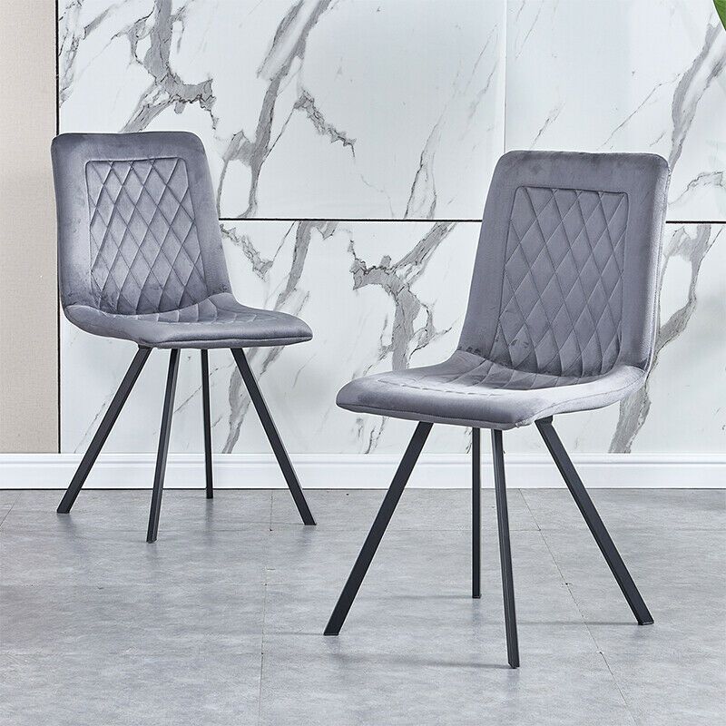 Details About Set Of 4 Velvet Dining Chairs Lounge Metal Leg Padded Dining  Room Kitchen Office Within Lounge Chairs With Metal Leg (View 10 of 20)