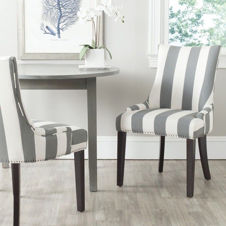 Dining Lester Grey/ Bone Stripe Dining Chairs For Bob Stripe Upholstered Dining Chairs (set Of 2) (Photo 9 of 20)