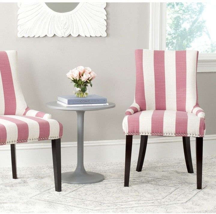 Dining Lester Pink/ White Stripe Dining Chairs Inside Bob Stripe Upholstered Dining Chairs (set Of 2) (Photo 4 of 20)