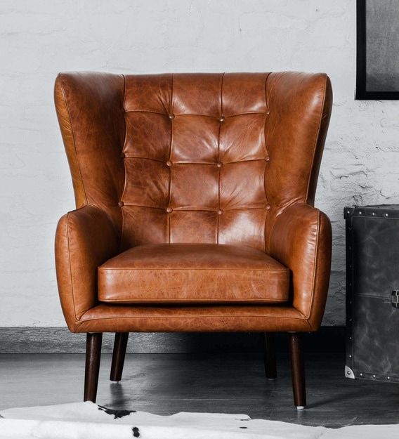 Dorchester Wing Chair In Vintage Brown Colour Regarding Dorcaster Barrel Chairs (View 8 of 20)