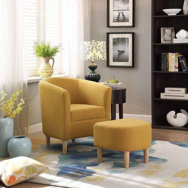 Double Wide Chair With Ottoman Inside Alexander Cotton Blend Armchairs And Ottoman (View 7 of 20)