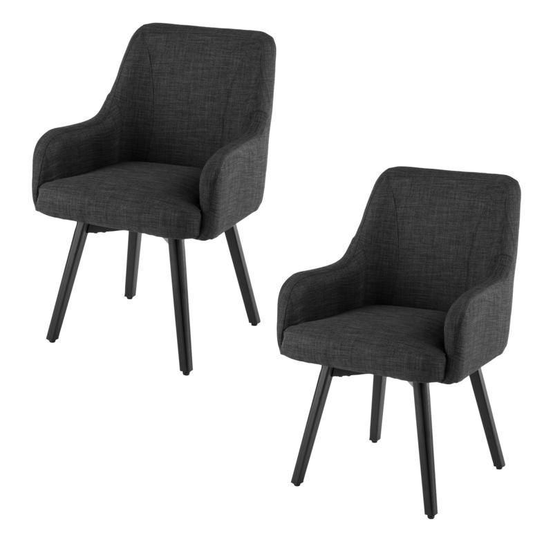 Draco Pair Of Upholstered Swivel Arm Chairs – Charcoal Regarding Draco Armchairs (View 5 of 20)