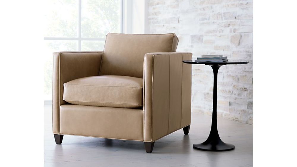 Dryden Modern Leather Chair + Reviews | Crate And Barrel Inside Lau Barrel Chairs (Photo 14 of 20)