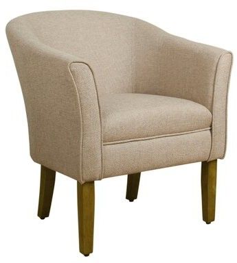 Earnistine Wood And Fabric Barrel Chair Upholstery Color: Cream, Leg Color:  Brown For Artressia Barrel Chairs (View 4 of 20)