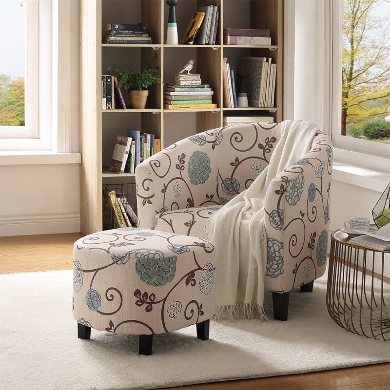 Edyta Barrel Chair And Ottoman With Regard To Louisiana Barrel Chair And Ottoman Sets (View 12 of 20)