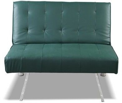 Elenie 34.3" W Tufted Faux Leather Convertible Chair Fabric: Green Faux  Leather Regarding Bolen Convertible Chairs (Photo 18 of 20)