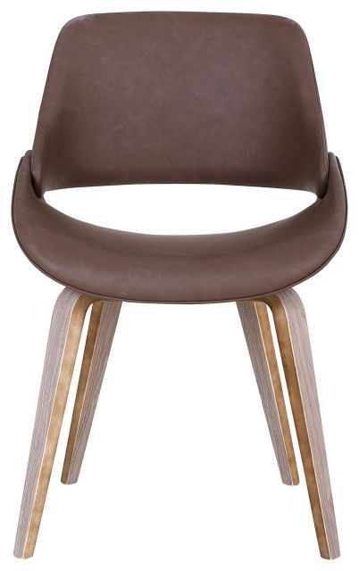 Faux Leather And Wood Accent Chair, Brown Pertaining To Liston Faux Leather Barrel Chairs (View 6 of 20)