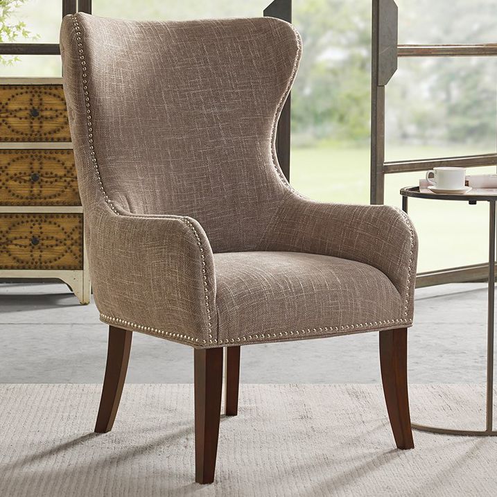 Geoffrey Button – Tufted Back Accent Chair – Camel Within Sweetwater Wingback Chairs (Photo 12 of 20)