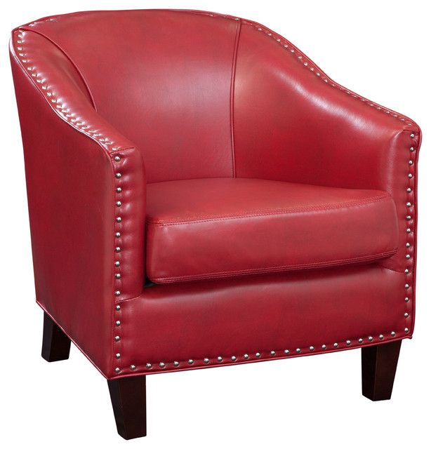 Grafton Home Faux Leather Barrel Chair, Red With Regard To Faux Leather Barrel Chairs (Photo 1 of 20)