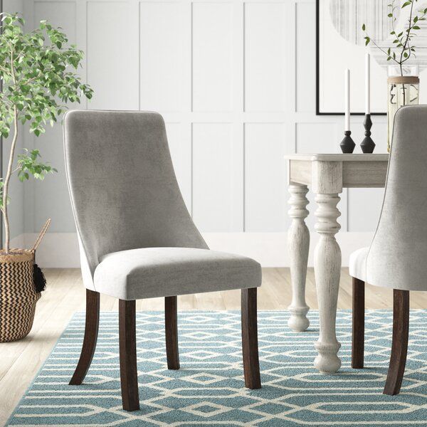 Gray Upholstered Dining Chairs In Bob Stripe Upholstered Dining Chairs (set Of 2) (Photo 6 of 20)