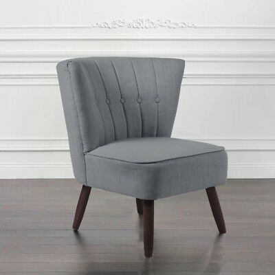 Grey Comfy Upholstered Chair Scroll Back Dining Chairs Linen With Oak Legs  | Ebay Pertaining To Chiles Linen Side Chairs (View 20 of 20)