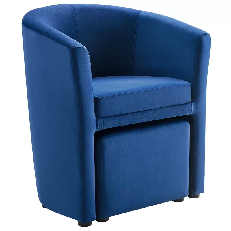 Hallsville Performance Velvet Armchair And Ottoman | Chair Inside Hallsville Performance Velvet Armchairs And Ottoman (Photo 4 of 20)