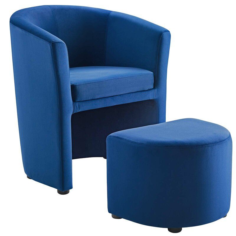 Hallsville Performance Velvet Armchair And Ottoman Intended For Hallsville Performance Velvet Armchairs And Ottoman (Photo 5 of 20)