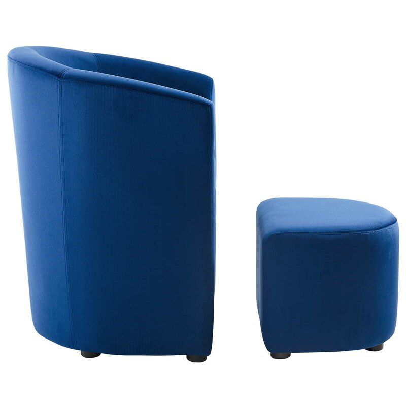 Hallsville Performance Velvet Armchair And Ottoman Intended For Hallsville Performance Velvet Armchairs And Ottoman (Photo 9 of 20)