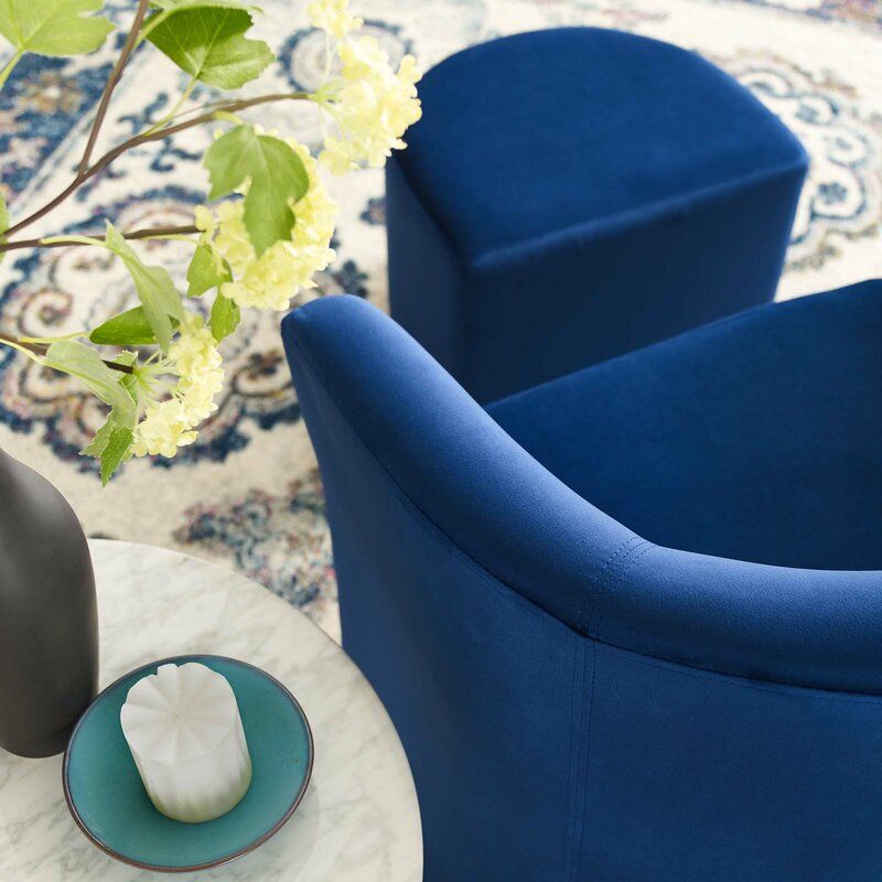 Hallsville Performance Velvet Armchair And Ottoman Intended For Hallsville Performance Velvet Armchairs And Ottoman (Photo 10 of 20)
