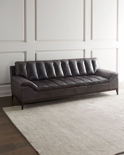Handcrafted Tufted Leather Sofa | Neiman Marcus Inside Perz Tufted Faux Leather Convertible Chairs (View 16 of 20)