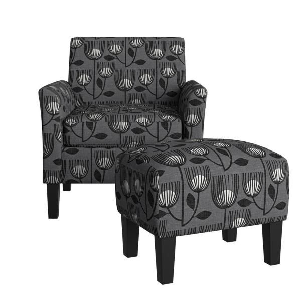 Handy Living Mimi Rose Half Round Charcoal Gray Modern Tulip Regarding Modern Armchairs And Ottoman (View 15 of 20)