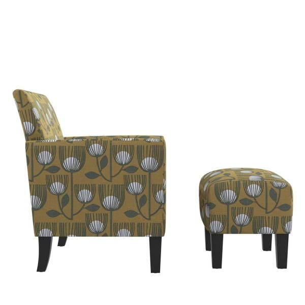 Handy Living Mimi Rose Half Round Gold Modern Tulip Print Inside Modern Armchairs And Ottoman (View 18 of 20)