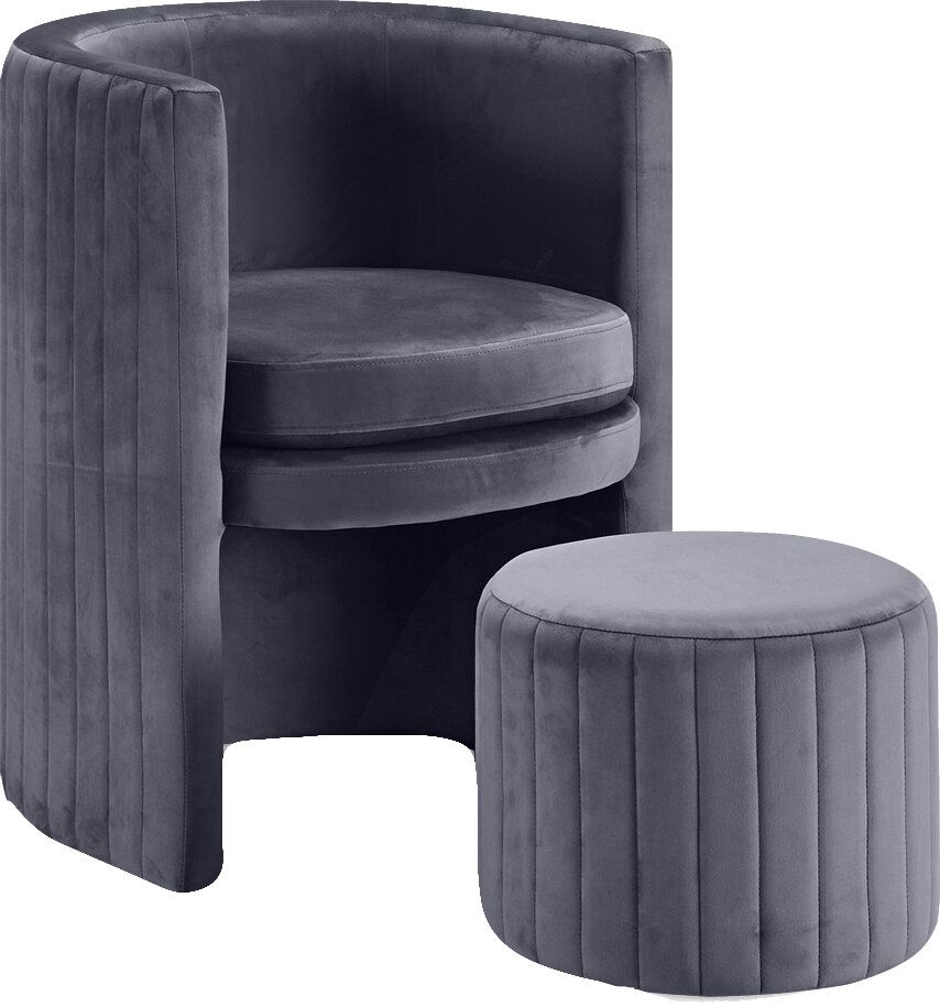 Harmon Cloud Barrel Chair And Ottoman Regarding Annegret Faux Leather Barrel Chair And Ottoman Sets (Photo 7 of 20)