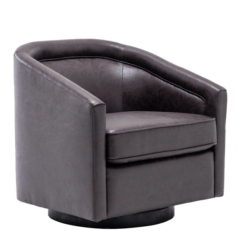 Hazley Barrel Swivel Chair With Hazley Faux Leather Swivel Barrel Chairs (View 3 of 20)