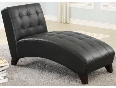 Hills Chaise Lounge Upholstery Color: Black Faux Leather Intended For Perz Tufted Faux Leather Convertible Chairs (Photo 17 of 20)