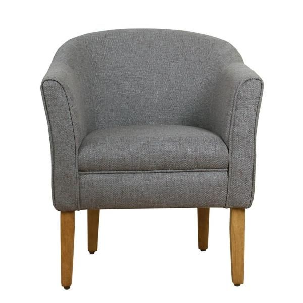 Homepop Chunky Barrel Shaped Charcoal Textured Accent Chair Within Danow Polyester Barrel Chairs (View 3 of 20)