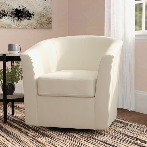 Ivory Leather Accent Chair Within Ansar Faux Leather Barrel Chairs (View 15 of 20)
