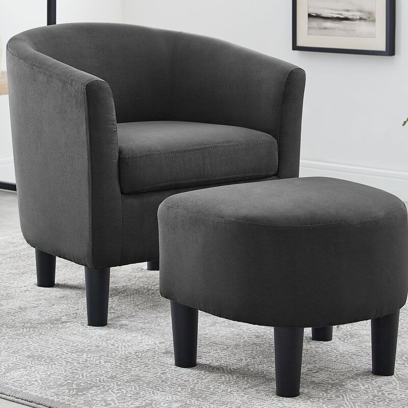 Jazouli Linen Barrel Chair And Ottoman | Accent Side Chair With Jazouli Linen Barrel Chairs And Ottoman (Photo 7 of 20)
