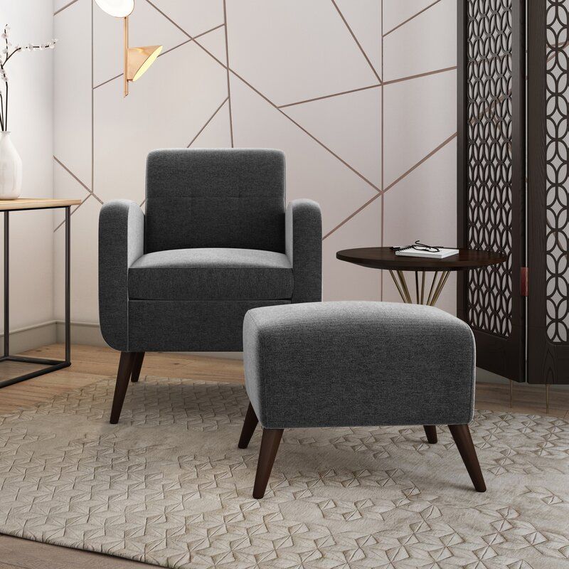 Joetta 20" Armchair And Ottoman In Modern Armchairs And Ottoman (View 16 of 20)
