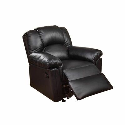 Lacoste Faux Leather Manual Rocker Recliner Fabric: Black Faux Leather Regarding Montenegro Faux Leather Club Chairs (View 18 of 20)