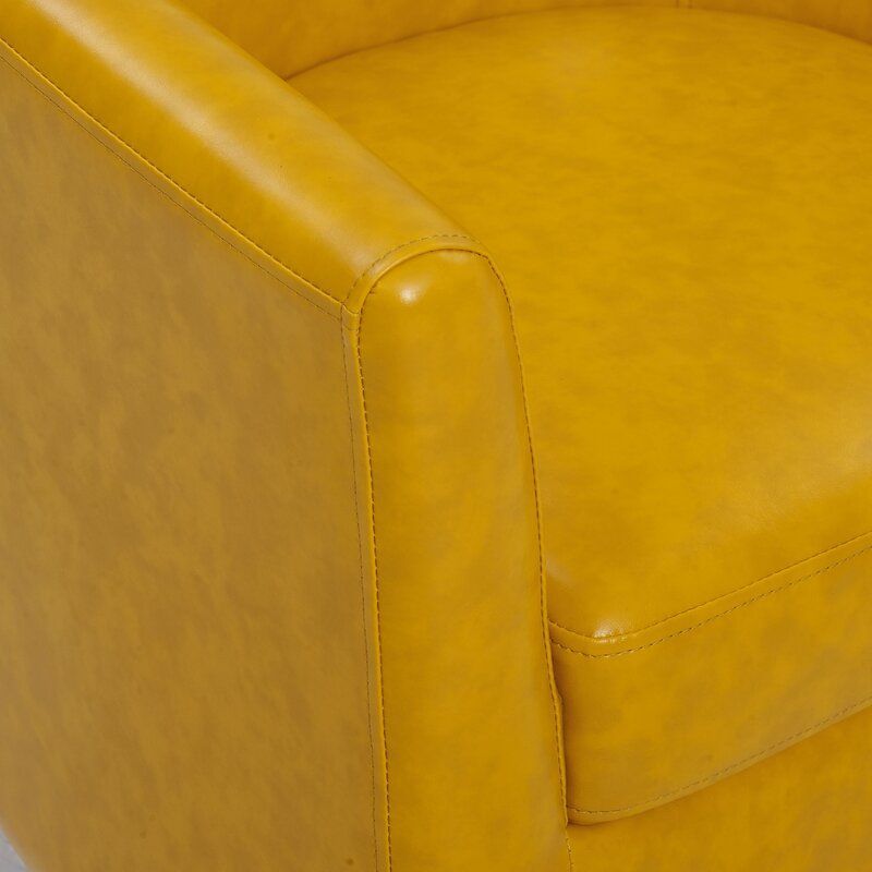 Latitude Run® Lucea 25.5" W Faux Leather Barrel Chair And Within Lucea Faux Leather Barrel Chairs And Ottoman (Photo 15 of 20)