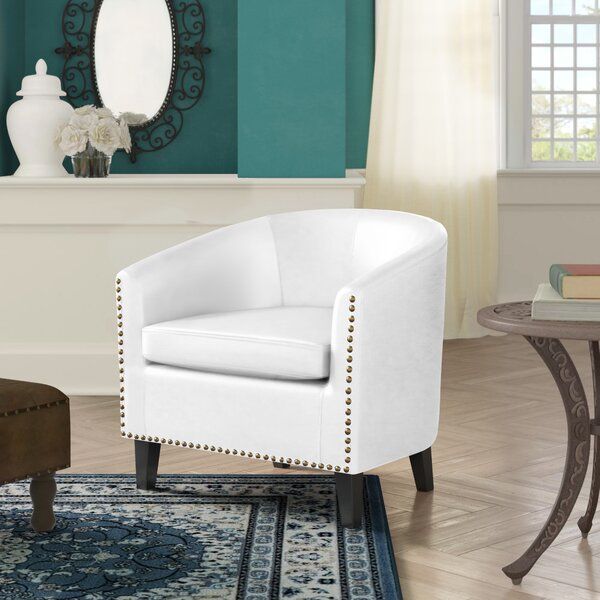 Leather Barrel Accent Chairs Pertaining To Liston Faux Leather Barrel Chairs (View 7 of 20)