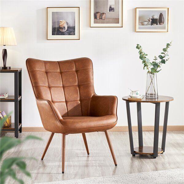 Leather Vinyl Wingback Chair Throughout Waterton Wingback Chairs (Photo 16 of 20)