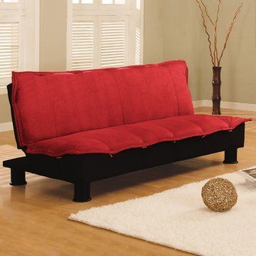 Lifestyle Solutions Serta Charmaine Convertible Sofa – Red With Perz Tufted Faux Leather Convertible Chairs (Photo 13 of 20)