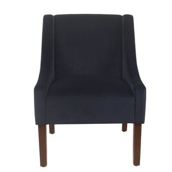 Linen Look Charcoal Gray Classic Swoop Arm Accent Chair In Biggerstaff Polyester Blend Armchairs (View 18 of 20)