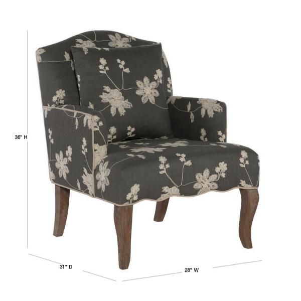 Linon Home Decor Gray Floral Polyester Arm Chair For Leia Polyester Armchairs (Photo 19 of 20)