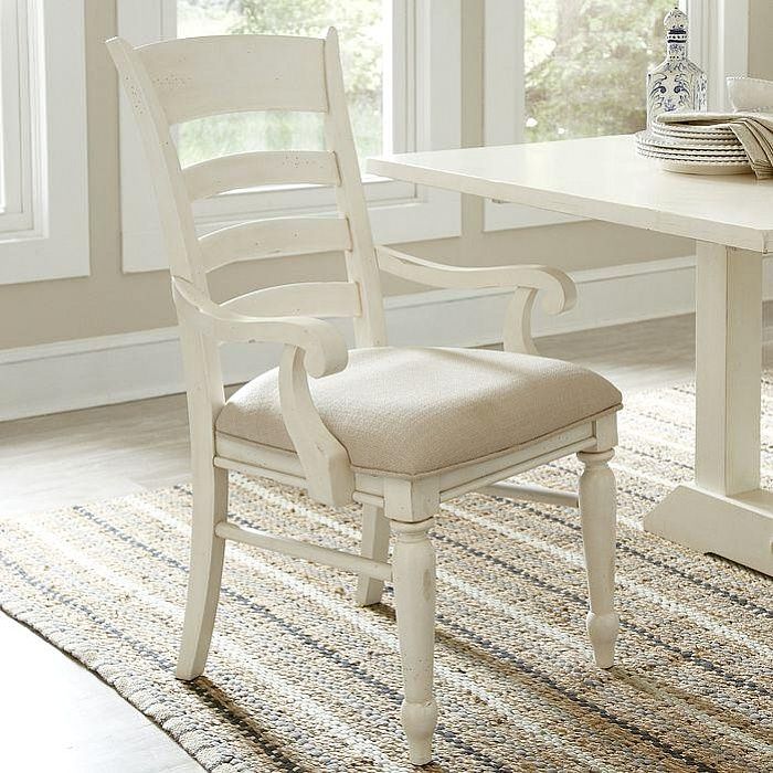 Lisbon Ladder Back Armchairs (set Of 2) In Cream/white Throughout Georgina Armchairs (set Of 2) (Photo 3 of 20)