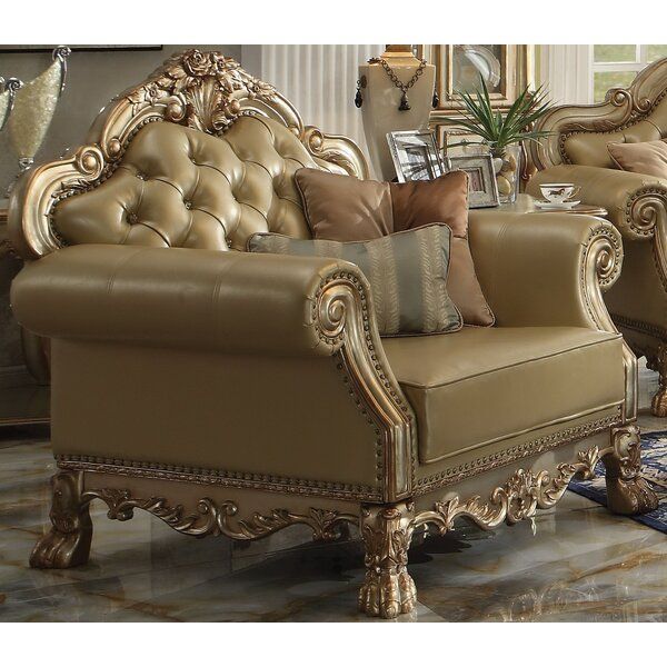 Marissa 41.5" W Tufted Faux Leather Armchair Within Marisa Faux Leather Wingback Chairs (Photo 5 of 20)