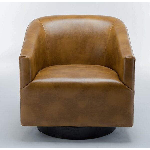Mcintyre 30" W Faux Leather Swivel Barrel Chair With Faux Leather Barrel Chairs (Photo 11 of 20)