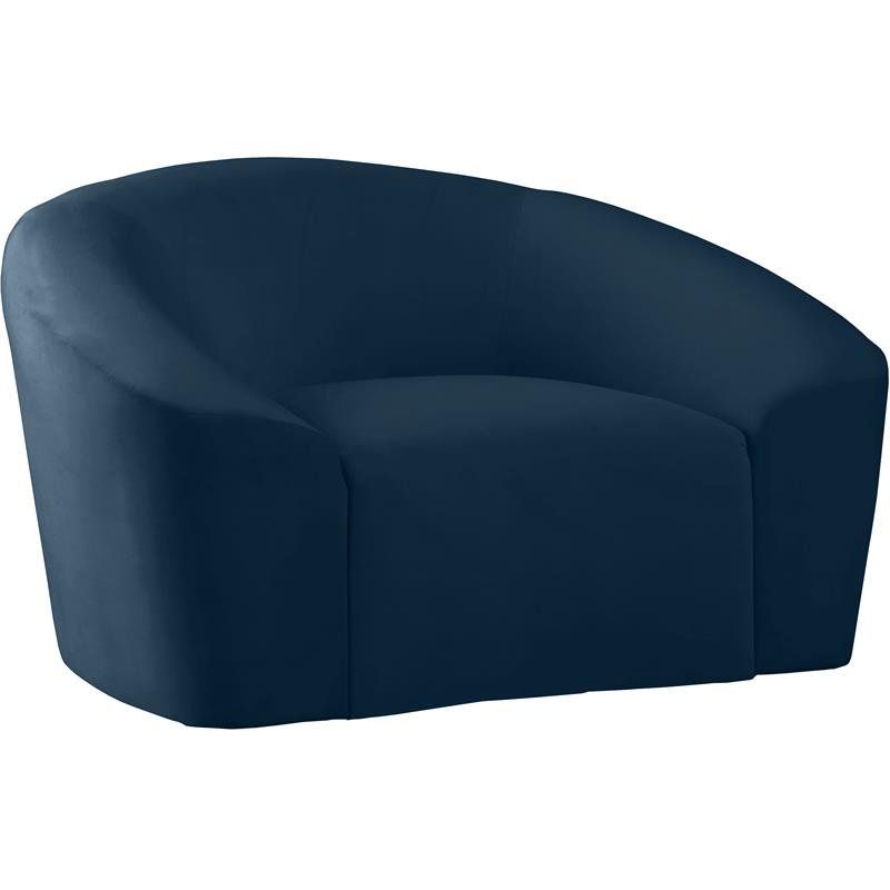 Meridian Furniture Riley Contemporary Curved Velvet Upholstered Accent Chair With Regard To Harmon Cloud Barrel Chairs And Ottoman (Photo 15 of 20)