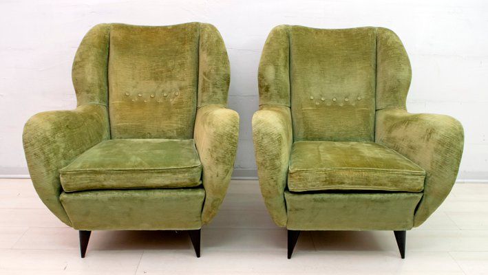 Mid Century Linen Velvet Chairs And Sofa Setgio Ponti For Isa Bergamo,  1950s, Set Of 3 Throughout Chiles Linen Side Chairs (View 16 of 20)