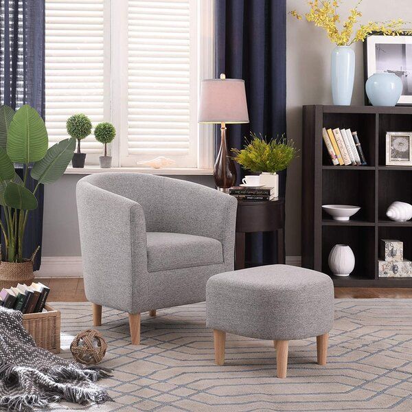 Modern Chair And Ottoman Inside Harmon Cloud Barrel Chairs And Ottoman (View 11 of 20)