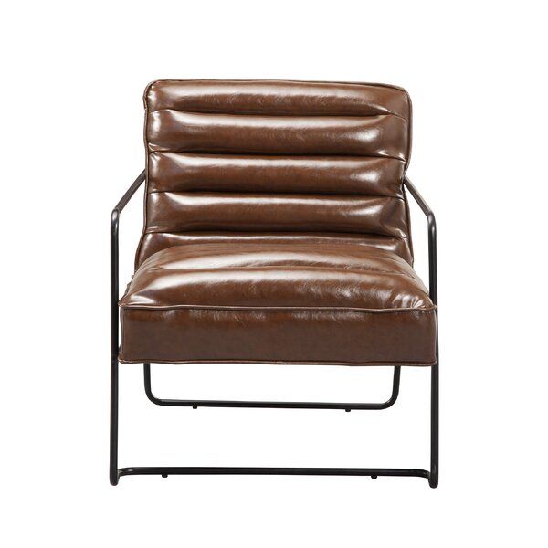 Modern & Contemporary Brown Leather Accent Chair Within Broadus Genuine Leather Suede Side Chairs (View 12 of 20)