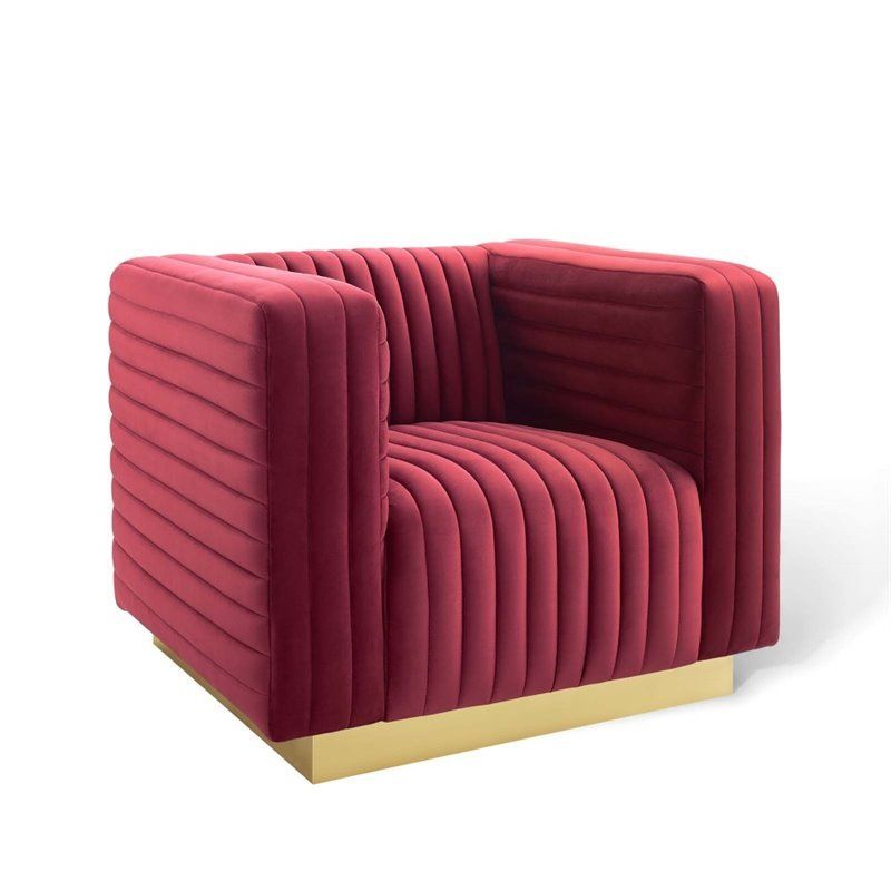 Modway Charisma Channel Tufted Velvet Accent Armchair Regarding Harmon Cloud Barrel Chairs And Ottoman (View 19 of 20)