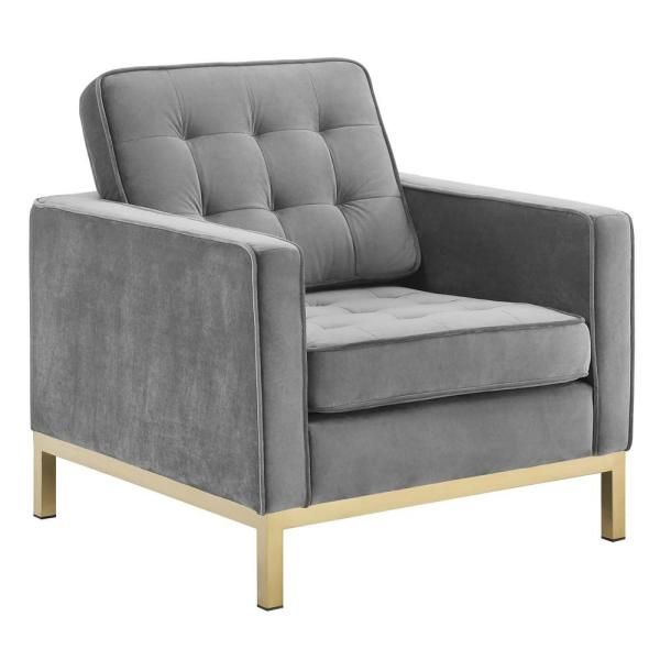 Modway Loft Gold Gray Stainless Steel Performance Velvet In Live It Cozy Armchairs (View 18 of 20)
