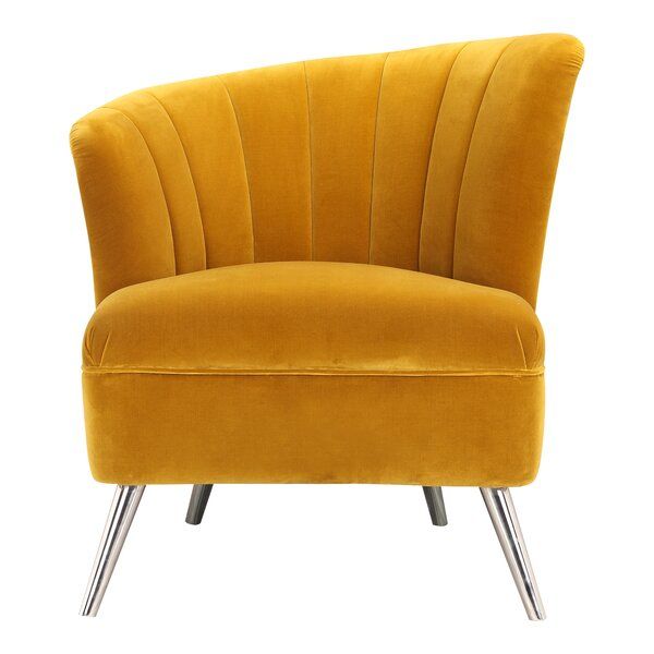 Mustard Yellow Barrel Chair Pertaining To Annegret Faux Leather Barrel Chair And Ottoman Sets (View 13 of 20)
