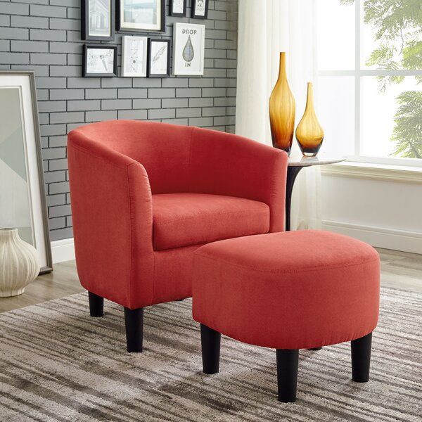 Orange Chair And Ottoman Intended For Chaithra Barrel Chair And Ottoman Sets (Photo 7 of 20)