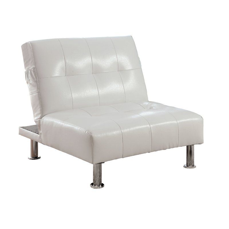 Perz 34.5" W Tufted Faux Leather Convertible Chair In 2020 Pertaining To Perz Tufted Faux Leather Convertible Chairs (Photo 2 of 20)
