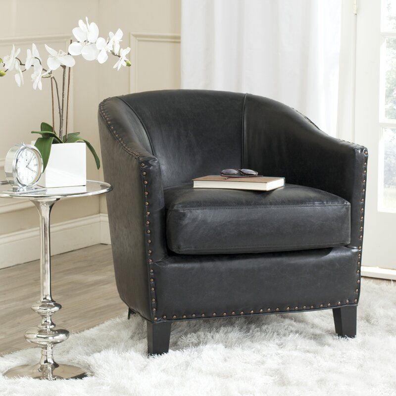 Philpott 28.9" W Faux Leather Barrel Chair In Faux Leather Barrel Chairs (Photo 6 of 20)