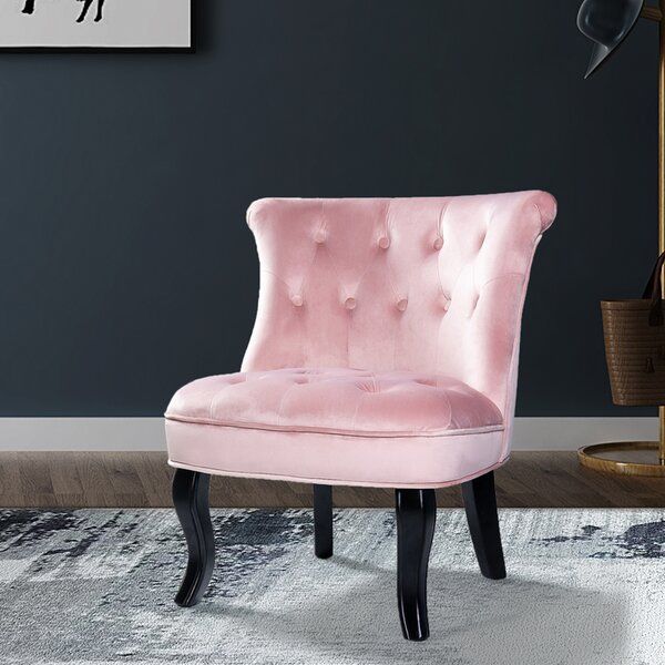 Pink Velvet Tufted Chair Within Didonato Tufted Velvet Armchairs (View 12 of 20)